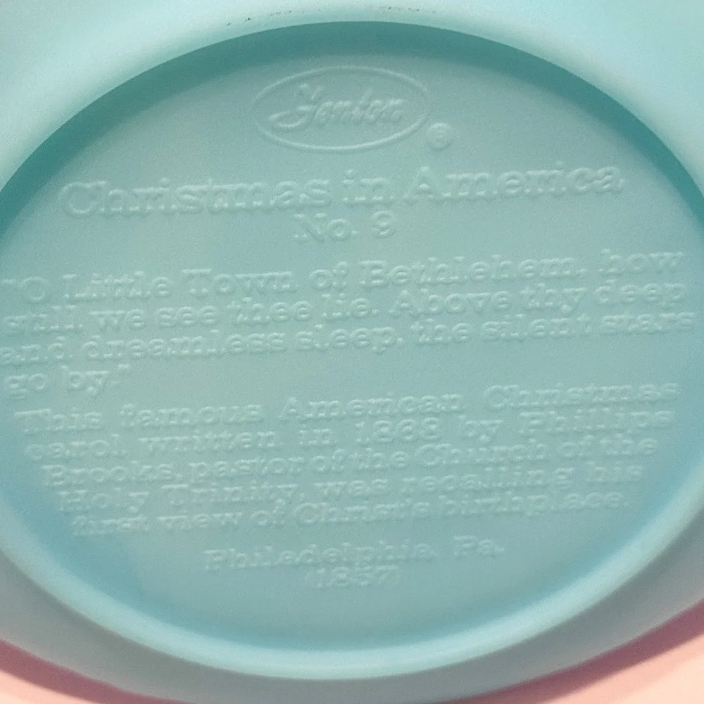 Fenton Christmas in America 1978 Blue Satin Glass Plate Church of Holy Trinity
